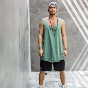 Organic Cotton Sleeveless Shirt: Asymmetric Yoga Tank Top